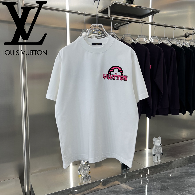 LOUIS VUITTON 2025春夏新作 植毛+立体シリコンサークルカラー半袖Tシャツ ホワイト