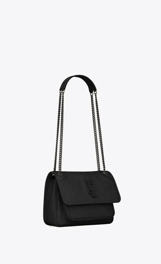 【SAINT LAURENT】NIKI ミニ シワ加工 ヴィンテージレザー トートバッグ【バッグ】
