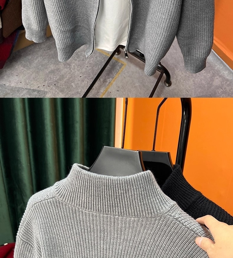 PRADA 新作トライアングルロゴ スタンドカラーニットカーディガン メンズ 保温でおしゃれ