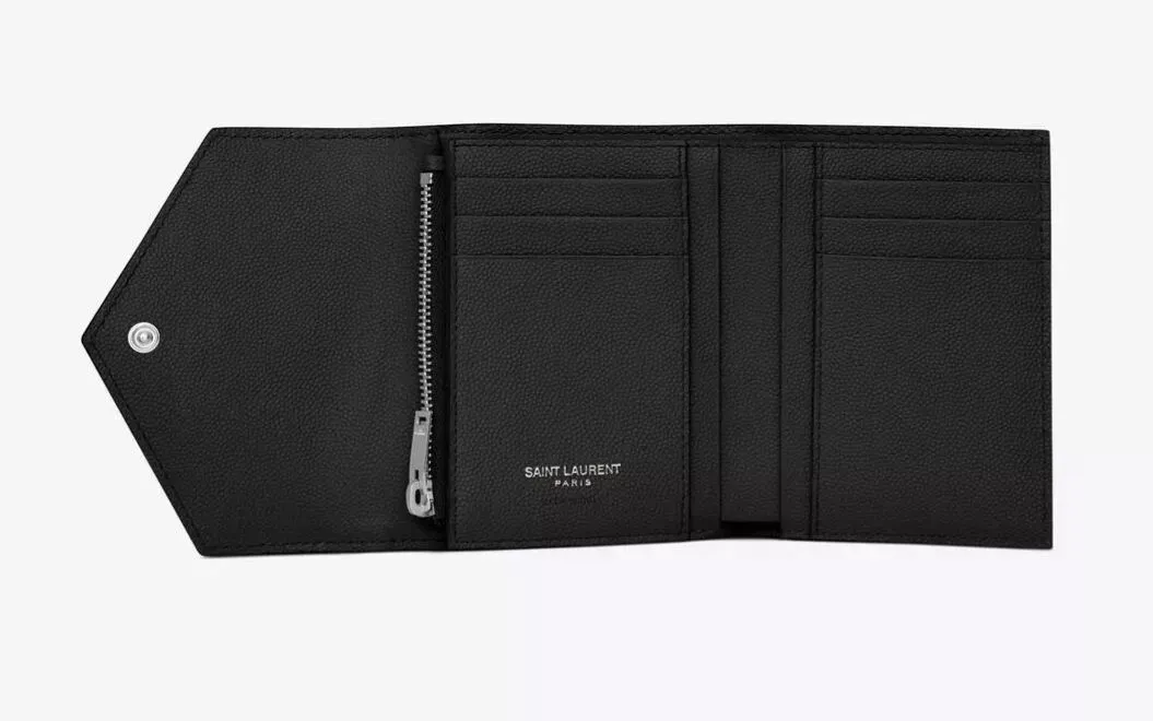 MONOGRAM黒い粒状のジャガード革短い三つ折り財布