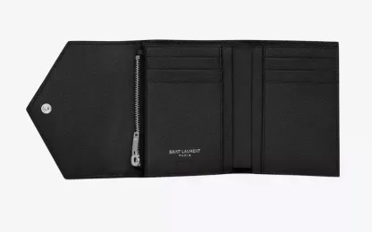 MONOGRAM黒い粒状のジャガード革短い三つ折り財布