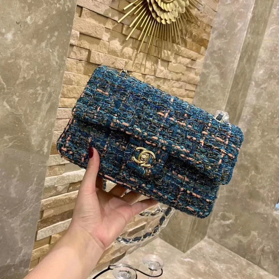 ★オシャレツイード【 CHANEL 】クラシック ハンドバッグ