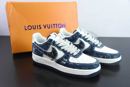 Louis Vuitton × Nike Air Force 1 07 LV8 Low Dark Blue White LV Monogram/Starry Night Black LV Monogram