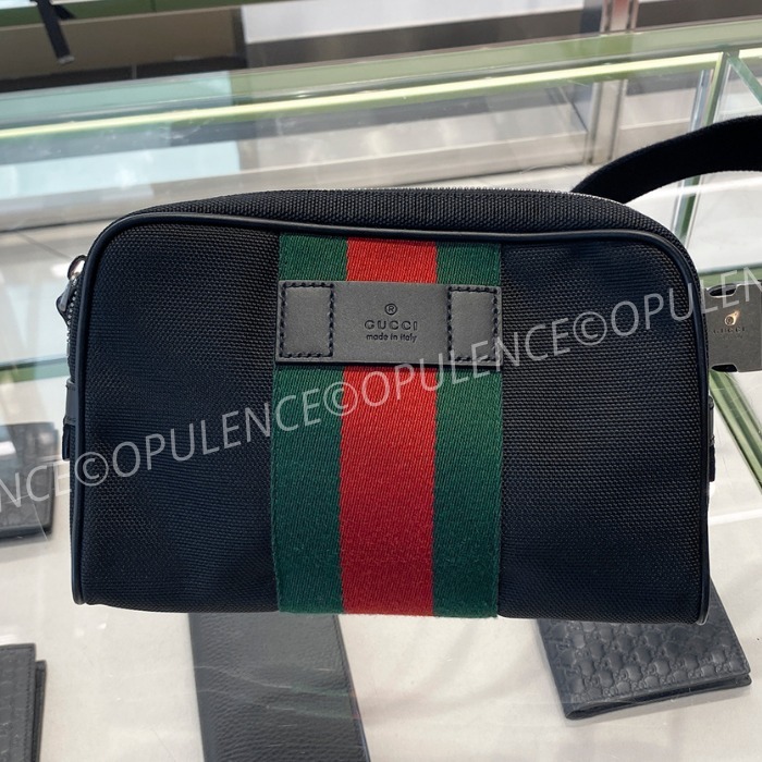 GUCCI グッチ セール ストライプ ベルト/バム/ボディバッグ 黒