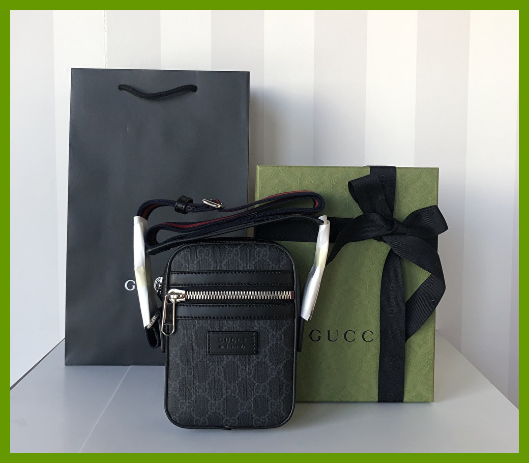 GUCCI◆グッチ GGブラック×GGスプリーム クロスボディーバッグ