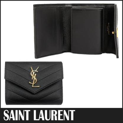 Saint Laurent ロゴ 小銭入れ付き 三つ折り財布