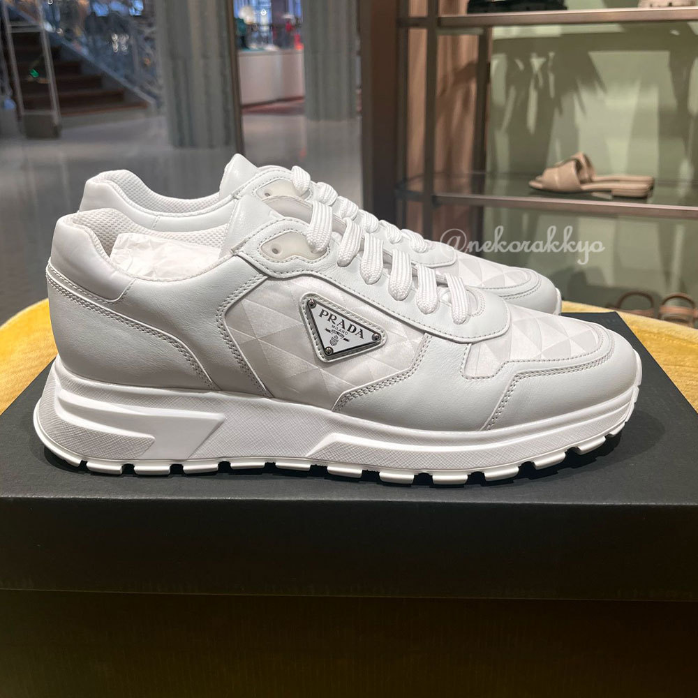 PRADA＊Leather and Re-Nylon ハイトップスニーカー＊送料込