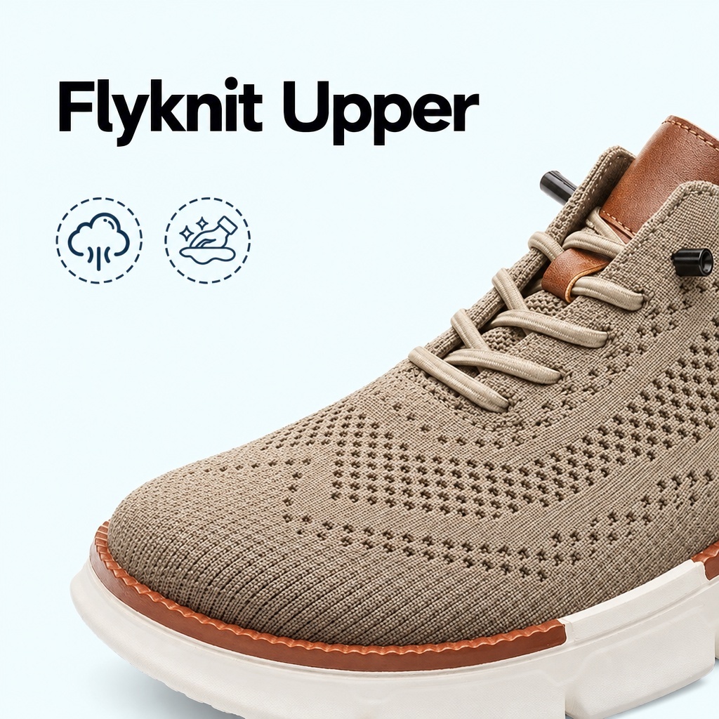 ⏰Last Day! 45% OFF  🔥GARB®Men's Breathable Knit Casual Dress Shoes Quick Lace-Up Lightweight Walking Shoes