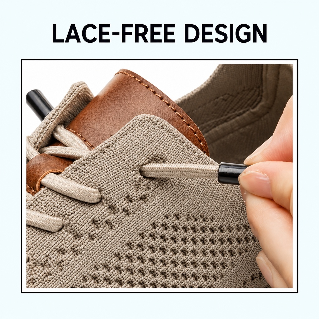 ⏰Last Day! 45% OFF  🔥GARB®Men's Breathable Knit Casual Dress Shoes Quick Lace-Up Lightweight Walking Shoes