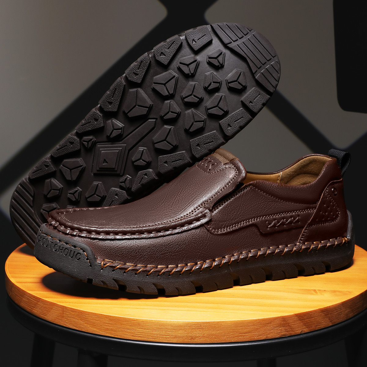 Mens Handcrafted Cowhide Orthopedic Loafers