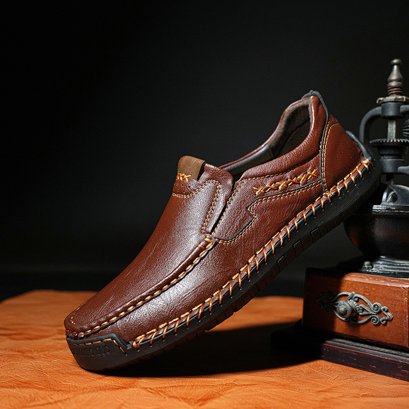 GARB Men’s Premium Leather Loafers - Arch Support & Wide Fit Slip-On Shoes