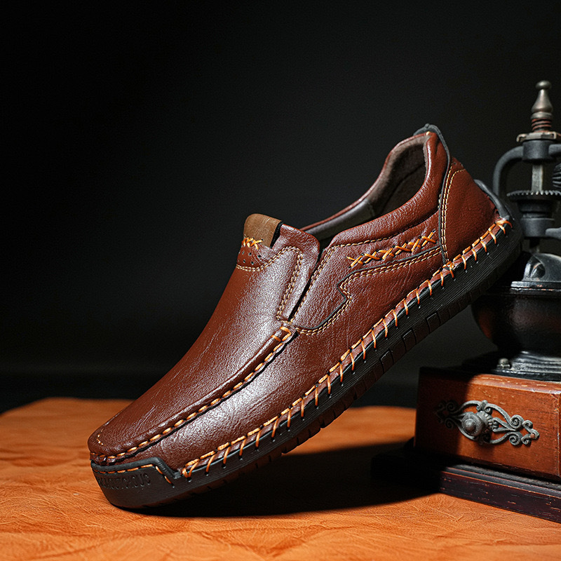 GARB Men’s Premium Leather Loafers - Arch Support & Wide Fit Slip-On Shoes