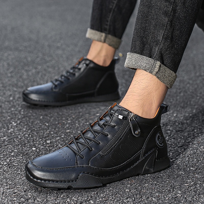 mens genuine leather orthopedic boots