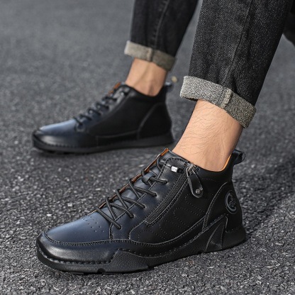 mens genuine leather orthopedic boots