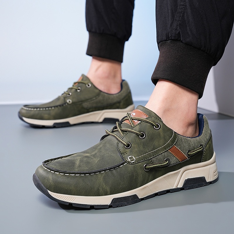 Men's Leather Orthopedic Sneakers - Wide Toe Box, Arch Support, Comfortable Walking Shoes