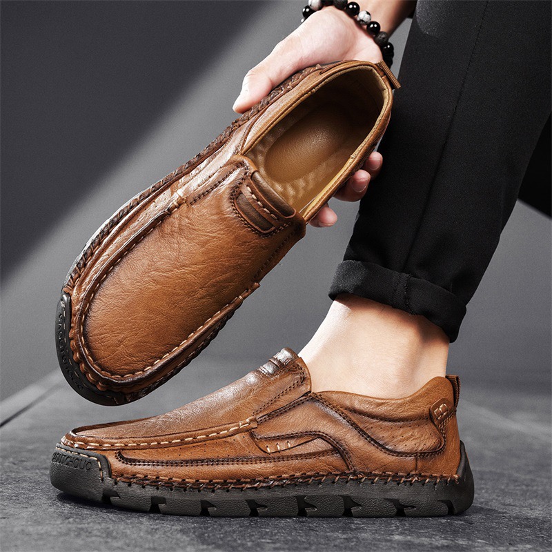 Mens Handcrafted Cowhide Orthopedic Loafers - Wide Toe Box