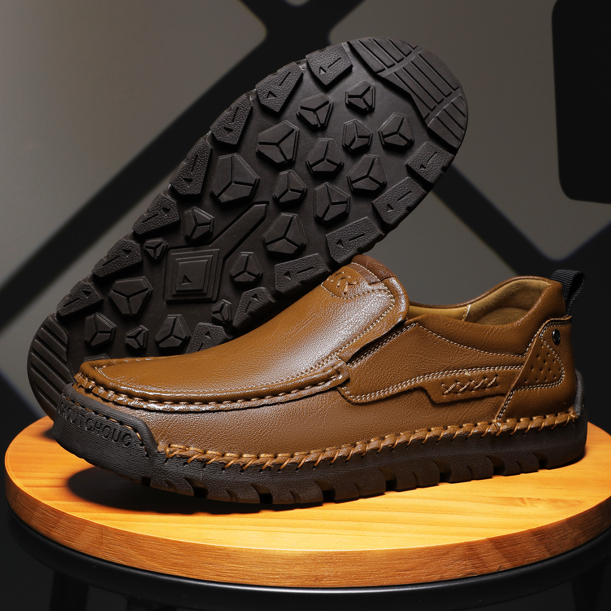 Mens Handcrafted Cowhide Orthopedic Loafers