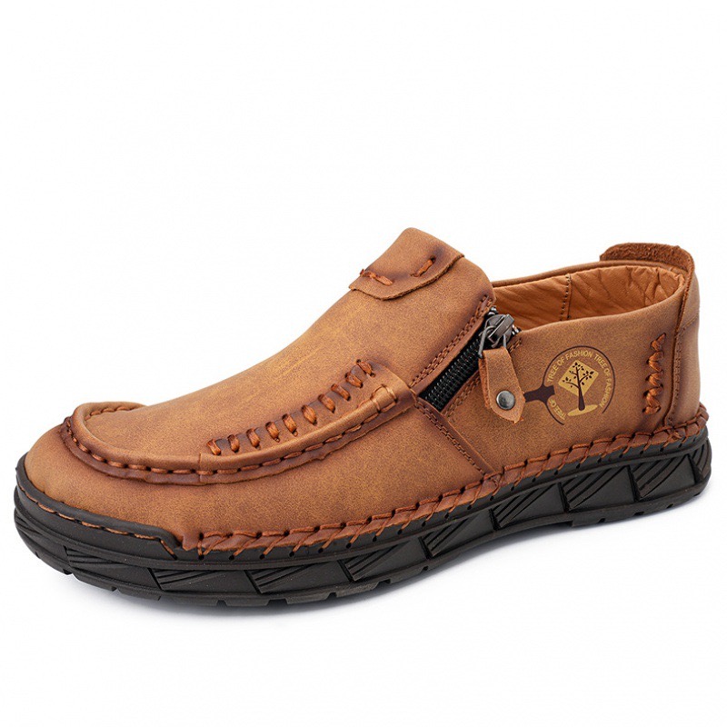 GARB Premium Leather Loafers - Arch Support, Shock Absorption, Easy Side Zip