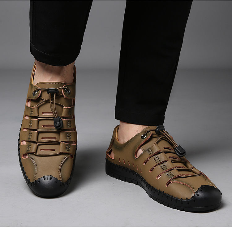 Hollowed-out Leather Sandals