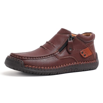 Men's Handmade Leather Boots with Arch Support & Wide Toe Box | Easy Zip Design - GARB