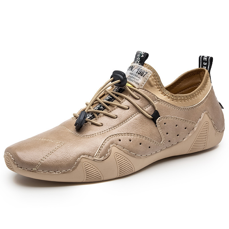GARB Men's Handmade Orthopedic Breathable Lace-up Leather Shoes