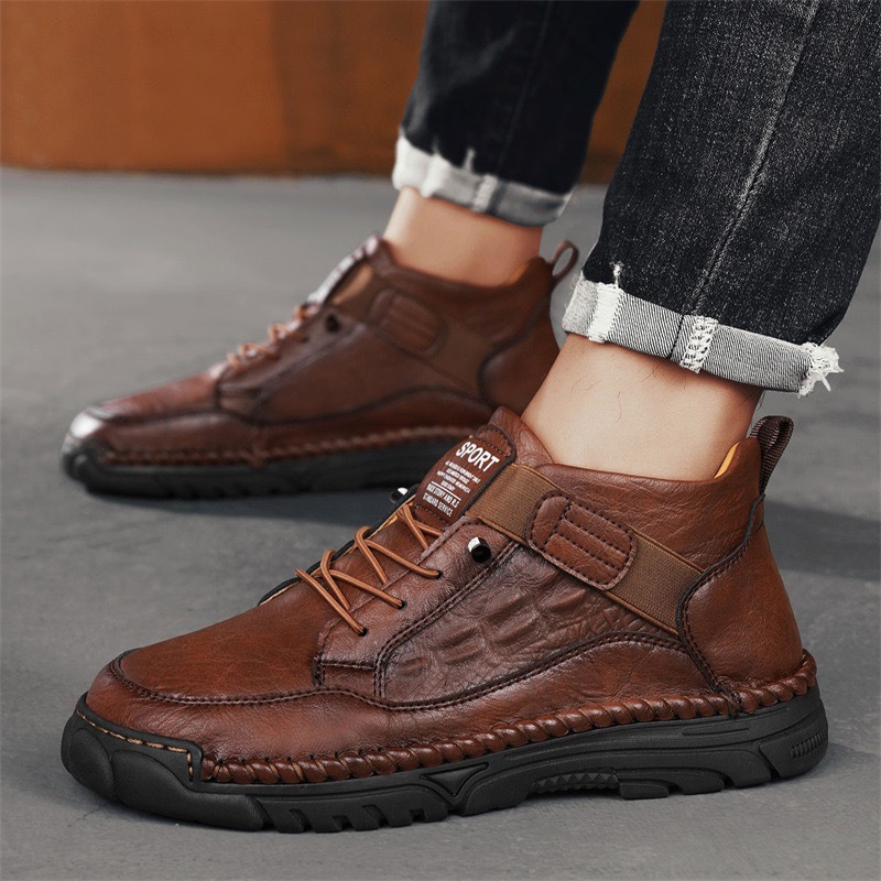 mens handmade cowhide no-glue orthopedic boots
