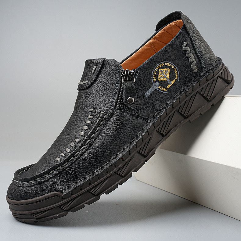 GARB Premium Leather Loafers - Arch Support, Shock Absorption, Easy Side Zip
