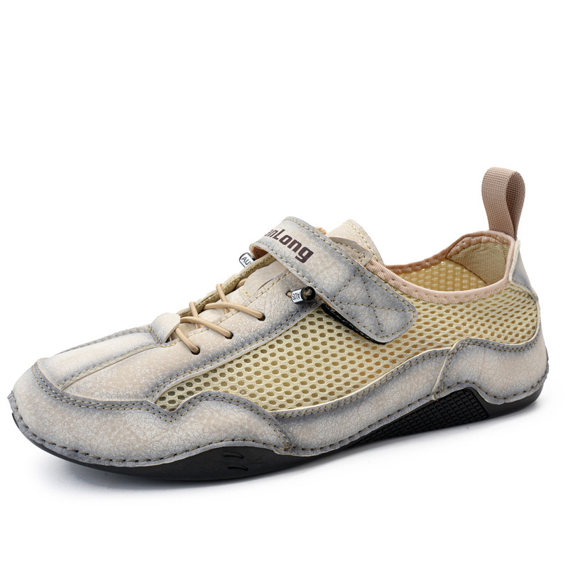 Men's Breathable Leather Orthopedic Shoes – Hand-Stitched, Non-Slip