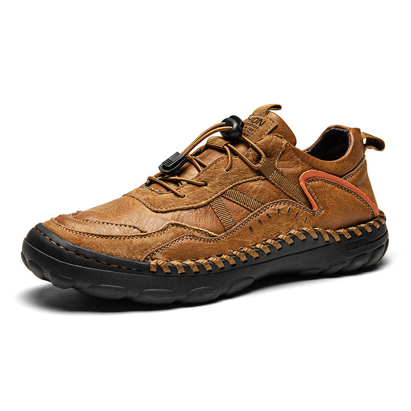 StrideCrafts Men's Leather Loafers - Arch Support & Wide Fit Outdoor Slip-Ons