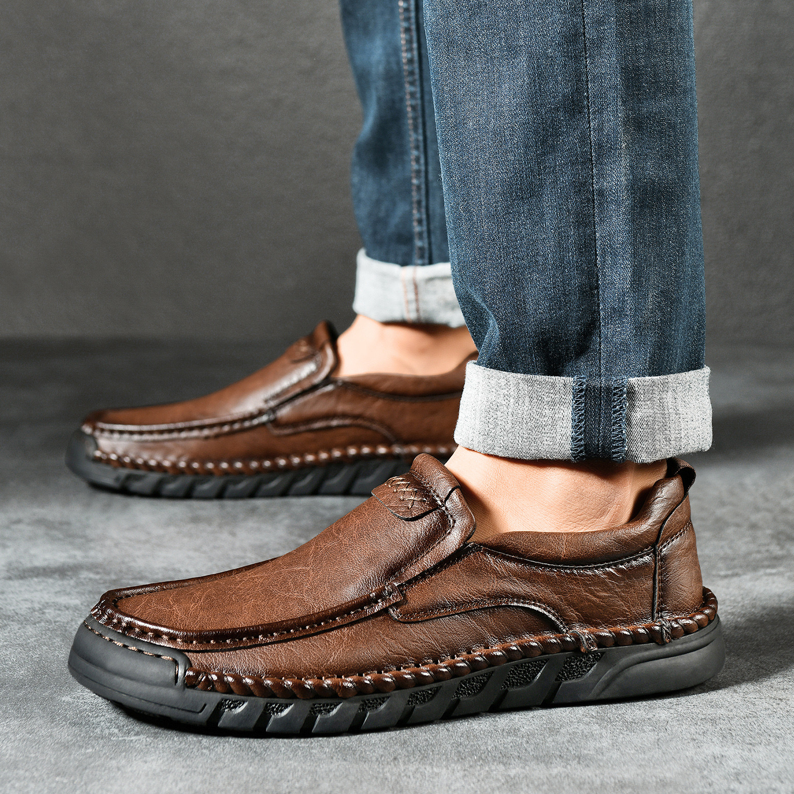 Men's Handmade Leather Loafers with Arch Support & Wide Toe Box