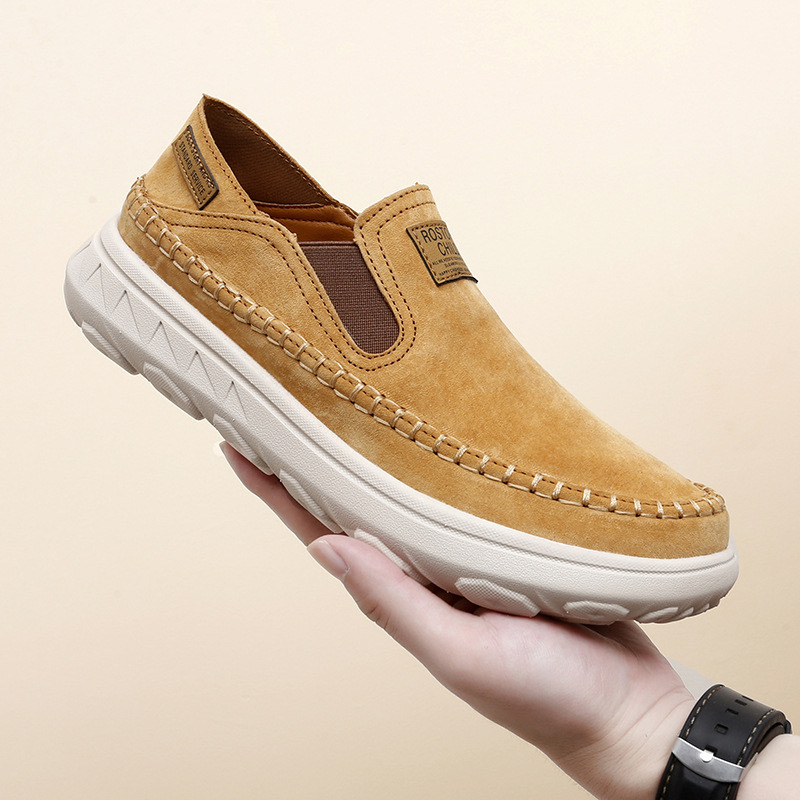 StrideCrafts Men's Soft Leather Sliders - Wide Toe & Two-Way Slip-On Moccasins
