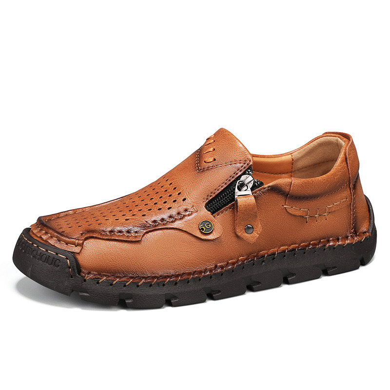 Men Casual Leather Loafer Summer Flat Soft Light Shoes