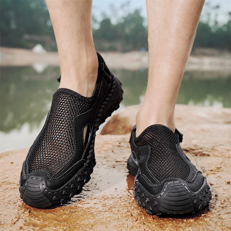 Mens Handcrafted Cowhide Mesh Breathable Orthopedic Outdoor Sandals