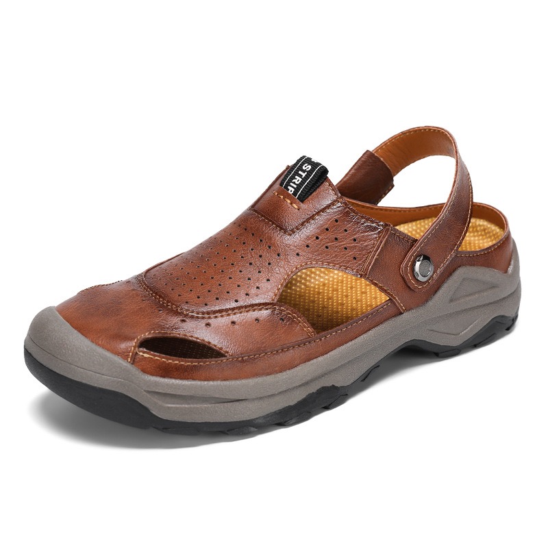 Mens Handcrafted Genuine Leather Orthopedic 2 in 1 Sandals