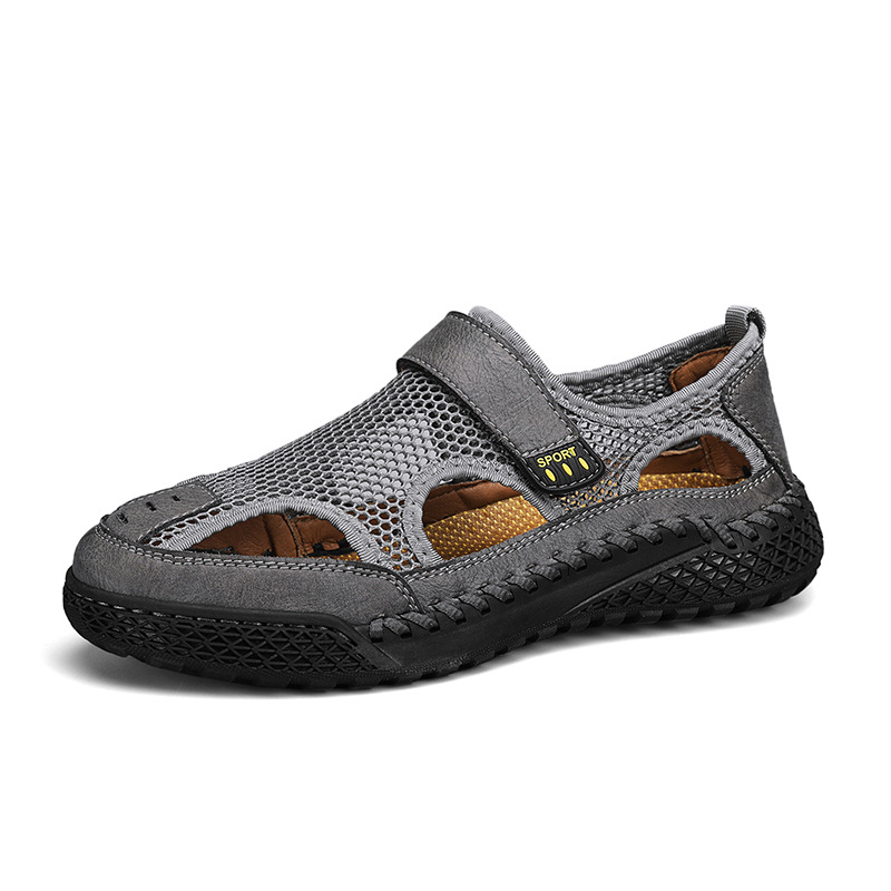 GARB  Men's Genuine Leather Handmade Mesh Breathable Sneakers
