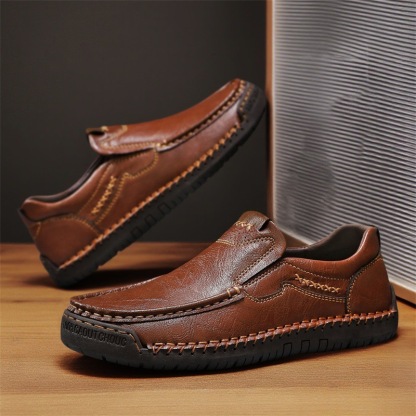 mens handmade cowhide No-glue orthopedic loafers