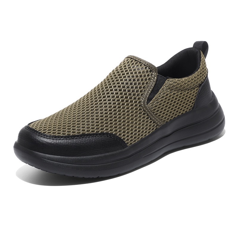 Men'sOrthopedic Arch SupportLeather & Mesh Slip-On Shoes - , Wide Toe