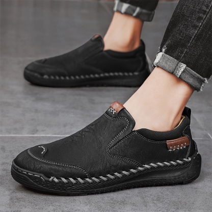 Men Orthopedic Leather Loafers - Wide Toe Box, Slip-On Comfort