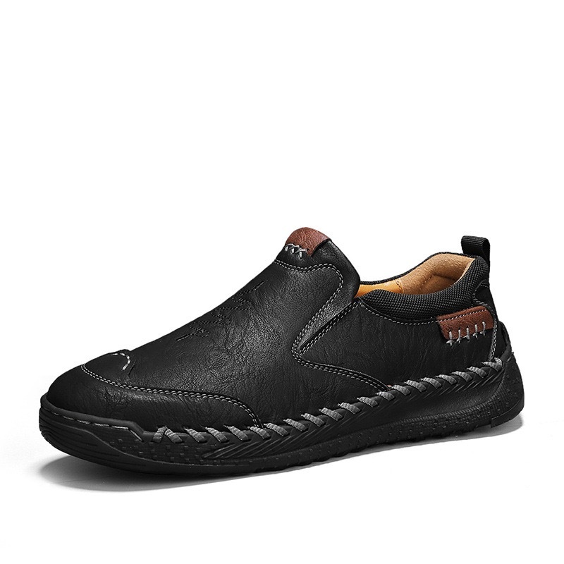 Men Orthopedic Leather Loafers - Wide Toe Box, Slip-On Comfort