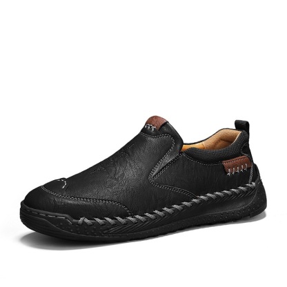 Men Orthopedic Leather Loafers - Wide Toe Box, Slip-On Comfort
