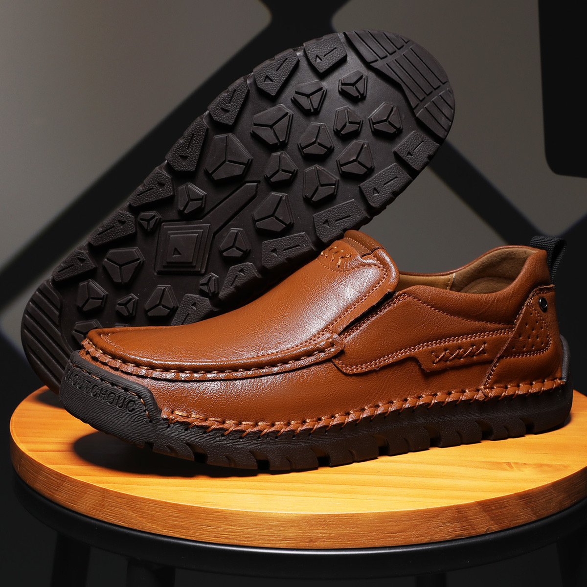 Mens Handcrafted Cowhide Orthopedic Loafers