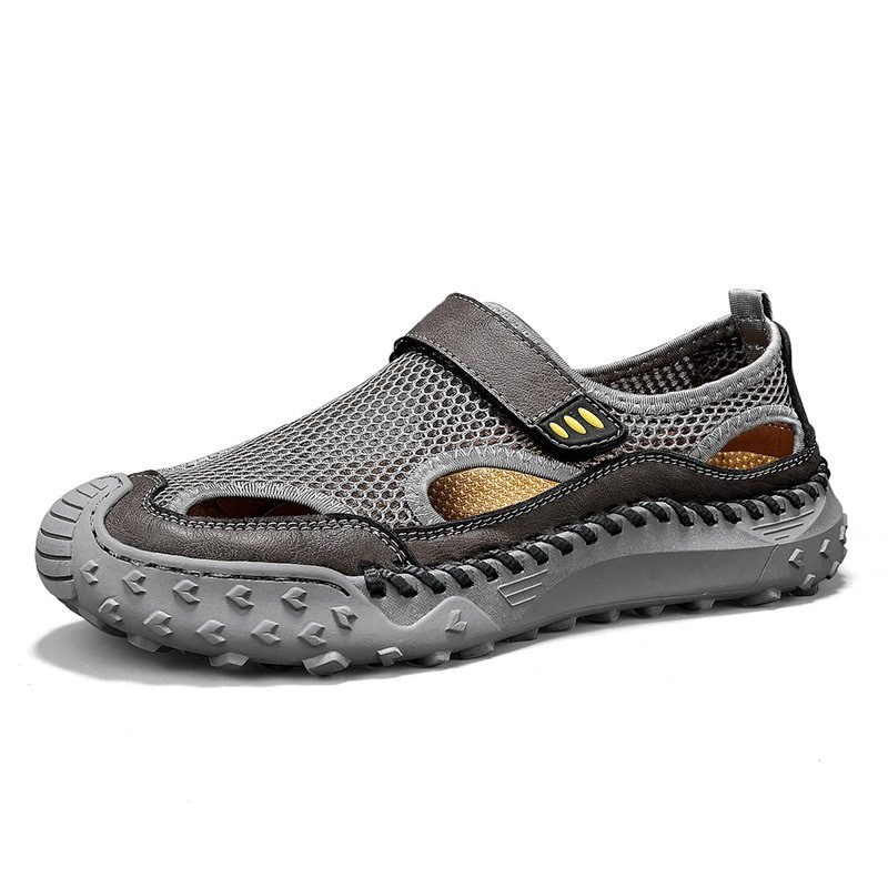 GARB mens Handmade Cowhide Breathable Mesh Sandals