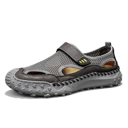 GARB mens Handmade Cowhide Breathable Mesh Sandals