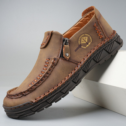 GARB Premium Leather Loafers - Arch Support, Shock Absorption, Easy Side Zip