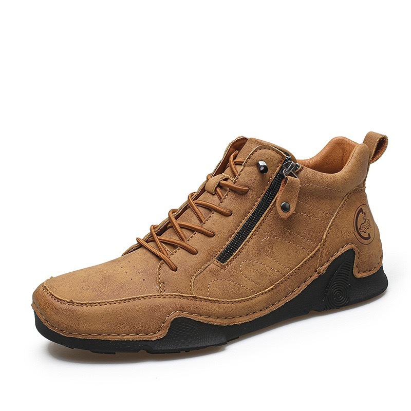 mens genuine leather orthopedic boots