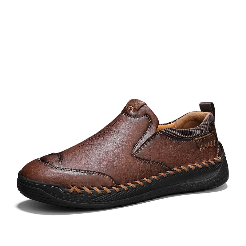 Men Orthopedic Leather Loafers - Wide Toe Box, Slip-On Comfort