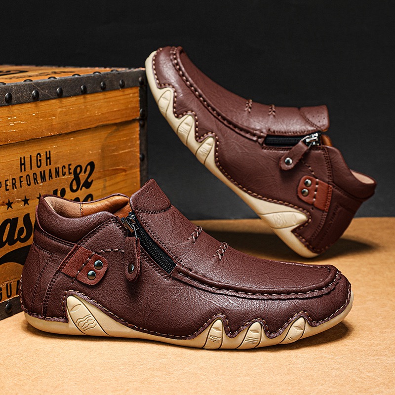 mens handmade genuine leather oerhopedic walking boots