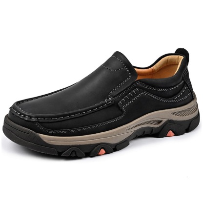 Mens Handmade Genuine Leather No-glue Orthopedic Outdoor Loafers