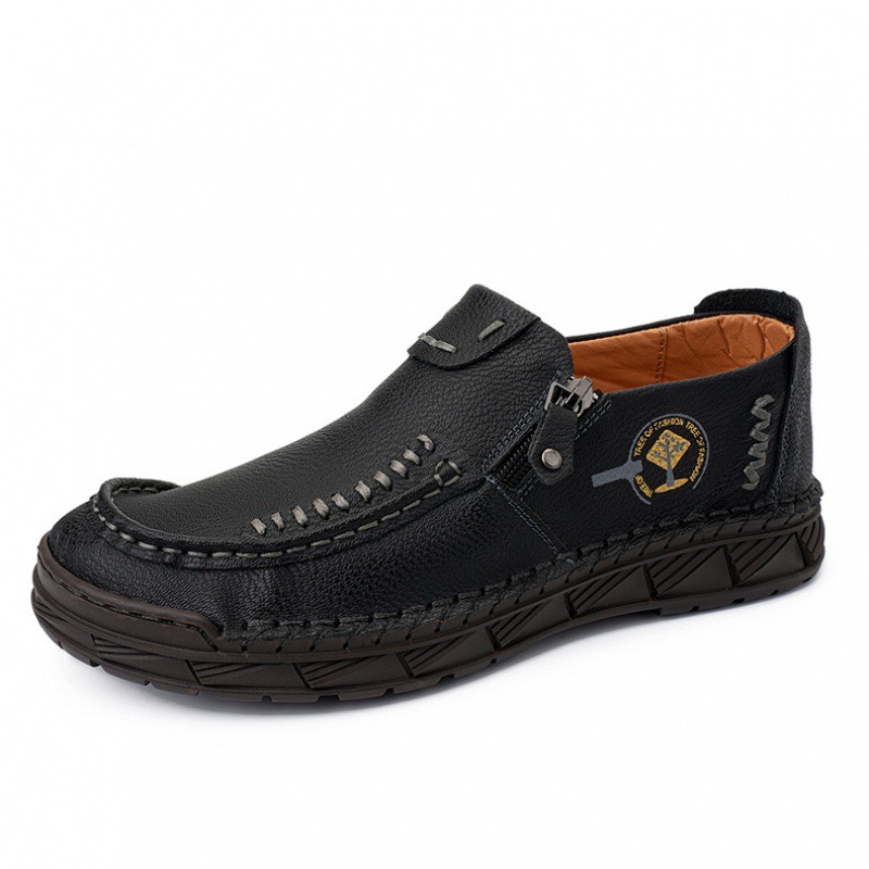 GARB Premium Leather Loafers - Arch Support, Shock Absorption, Easy Side Zip
