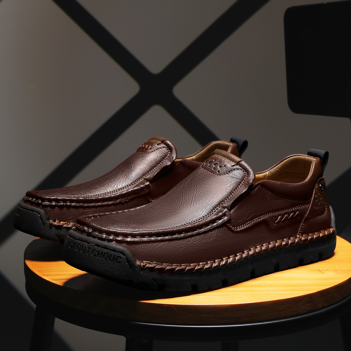 Mens Handcrafted Cowhide Orthopedic Loafers